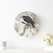 Crow Raven Koson Japanese Bird Große Wanduhr (Zuhause)