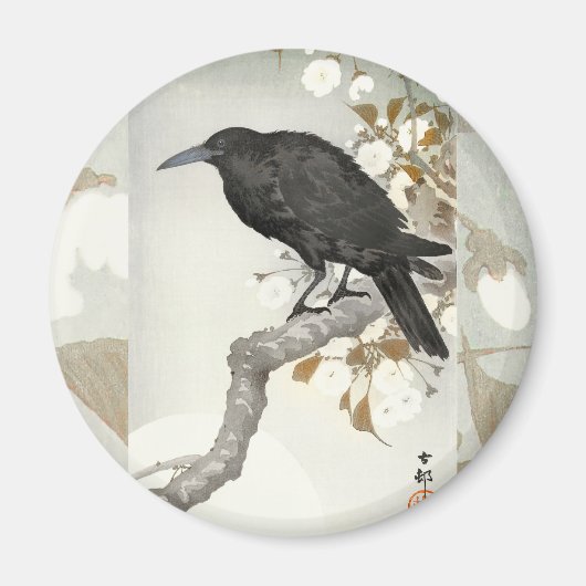 Crow Raven Koson Japanese Bird Magnet (Vorne)