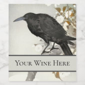 Crow Raven Koson Japanese Bird Weinetikett (Einzelnes Label)