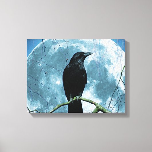 Crow Raven Moon Night Gothic Fantasy Atemberaubend Leinwanddruck (Vorderseite)