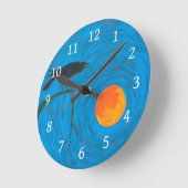 crow raven moon runde wanduhr (Winkel)