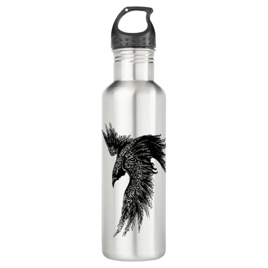 Crow Raven Norge Viking Symbol Edelstahlflasche (Vorderseite)