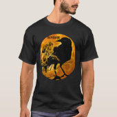 Crow Raven Orange und Schwarz Vollmond-Spektren T-Shirt (Vorderseite)