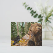 Crow Raven prangert Grizzly Bären als Postkarte (Stehend Vorderseite)