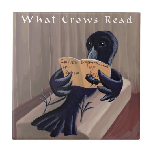 Crow Reading the Raven Funny Fliese (Vorderseite)