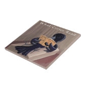 Crow Reading the Raven Funny Fliese (Seite)
