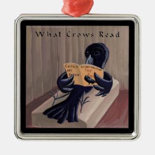 Crow Reading the Raven Funny Ornament Aus Metall