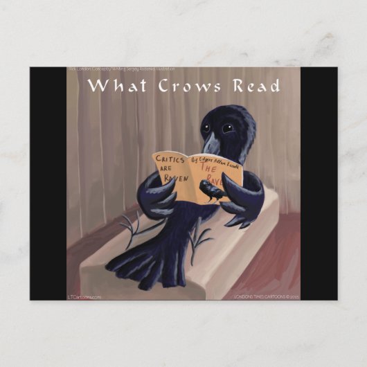 Crow Reading the Raven Funny Postkarte (Vorderseite)
