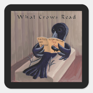 Crow Reading the Raven Funny Quadratischer Aufkleber