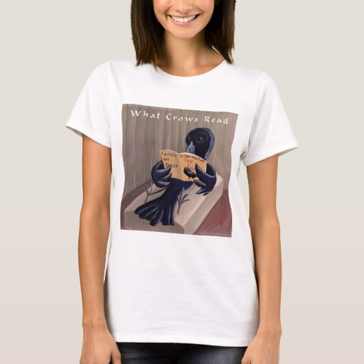 Crow Reading the Raven Funny T-Shirt (Vorderseite)