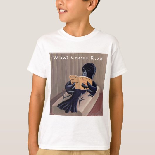 Crow Reading the Raven Funny T-Shirt (Vorderseite)