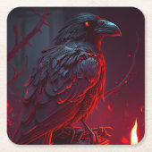 Crow Rechteckiger Pappuntersetzer (Vorderseite)