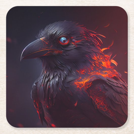 Crow Rechteckiger Pappuntersetzer (Vorderseite)