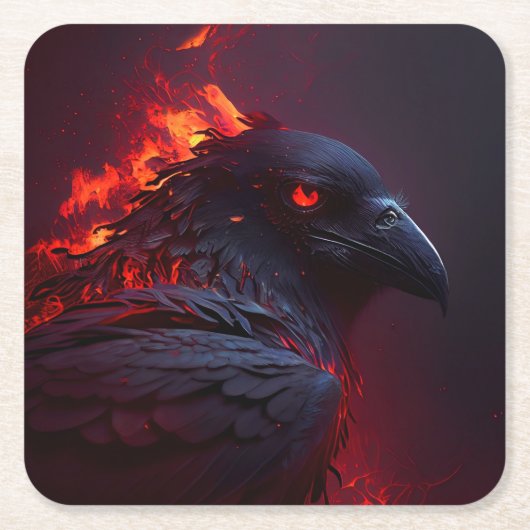 Crow Rechteckiger Pappuntersetzer (Vorderseite)
