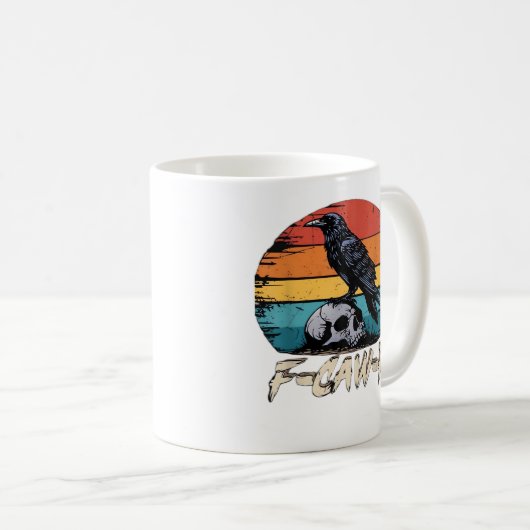 Crow, Retro F-Caw-F Bird Crow Funny Crow Bird Cawi Kaffeetasse (VorderseiteRechts)