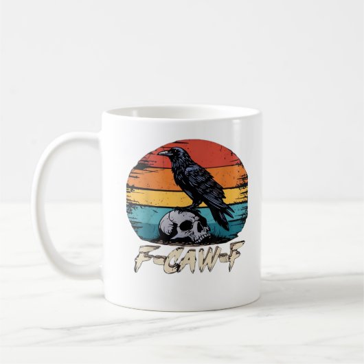 Crow, Retro F-Caw-F Bird Crow Funny Crow Bird Cawi Kaffeetasse (Links)