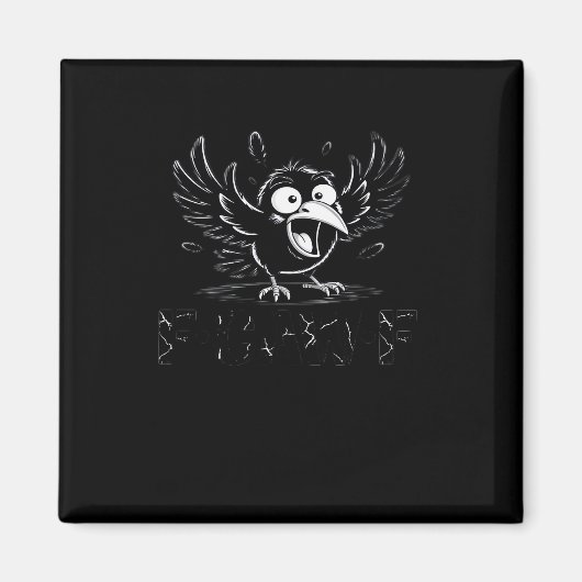 Crow, Retro F-Caw-F Bird Crow Funny Crow Bird Cawi Magnet (Vorne)