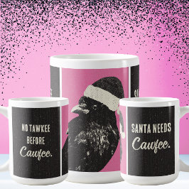 Crow Santa Pink Black Cawfee Christmas Coffee Mug Kaffeetasse