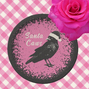 Crow Santa Pink und Black Christmas Goth Pappteller