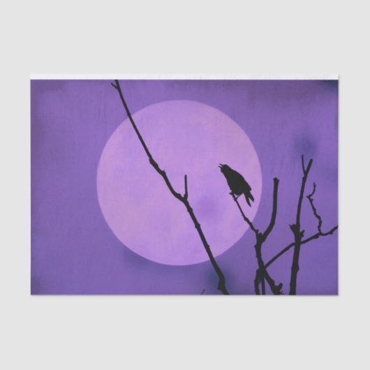 Crow Silhouette Lavender Lila Moon Seidenpapier (Vorderseite)