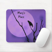 Crow Silhouette Lila Moon Mousepad (Mit Mouse)