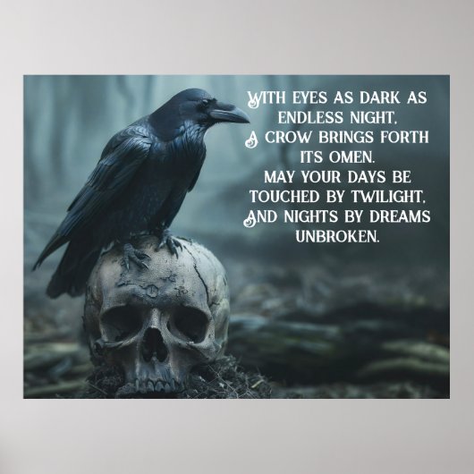 Crow sitzt auf einem Schädel mit einer gotischen B Poster (Vorne)