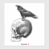 Crow sitzt auf menschlicher Skull-Goth-Kunst Aufkleber (Blatt)
