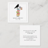 Crow & Tee Cups Whimsical Quadratische Visitenkarte (Vorne/Hinten)