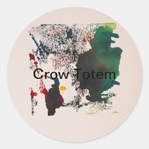 Crow Totem Abstrakt Jeff Hankamer Artjunkhaus Kuns Runder Aufkleber