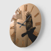 Crow & Totem Pole, eine amerikanische Art Clock Große Wanduhr (Winkel)