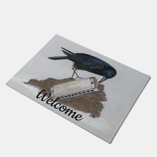 Crow und Harmonica Fußmatte (Schrägansicht)