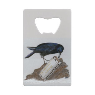 Crow und Harmonica Geldbeutel Flaschenöffner