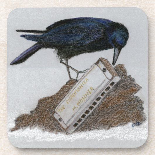 Crow und Harmonica Getränkeuntersetzer (Vorderseite)