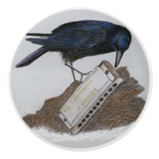 Crow und Harmonica Keramikknauf (Vorderseite)