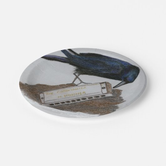 Crow und Harmonica Pappteller (Schrägansicht)