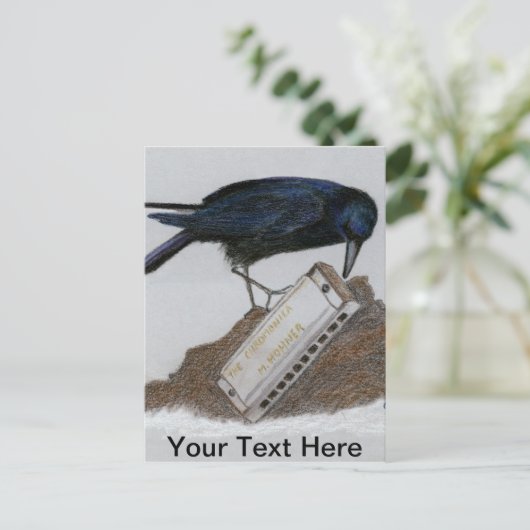 Crow und Harmonica Postkarte (Stehend Vorderseite)