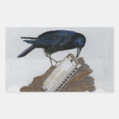 Crow und Harmonica Rechteckiger Aufkleber (Vorderseite)