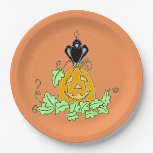 Crow und Pumpkin Pappteller (Vorderseite)