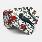 Crow und Rote Rosen Krawatte (Gerollt)