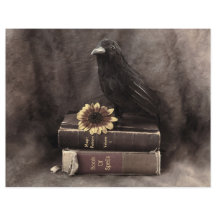 Crow Vintag Gothic Old Books Sonnenblume