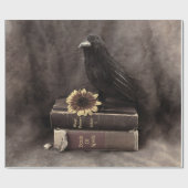 Crow Vintag Gothic Old Books Sonnenblume Geschenkpapier (Flach)