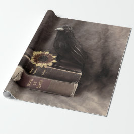 Crow Vintag Gothic Old Books Sonnenblume Geschenkpapier