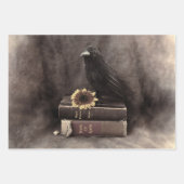 Crow Vintag Gothic Old Books Sonnenblume Geschenkpapier Set (Vorderseite 3)