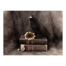 Crow Vintag Gothic Old Books Sonnenblume