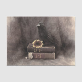 Crow Vintag Gothic Old Books Sonnenblume Seidenpapier