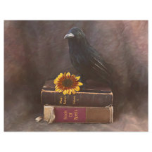Crow Vintag gotische Alte Bücher Sonnenblumen Kuns