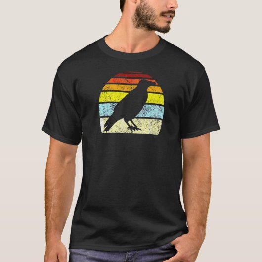 Crow Vintager, roter Retro-Vogel Männer T-Shirt (Vorderseite)