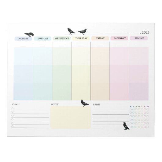 Crow Weekly Planner Notizblock (Vorderseite)
