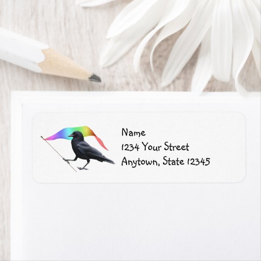 Crow with Rainbow Flag Return Address Labels (Insitu)