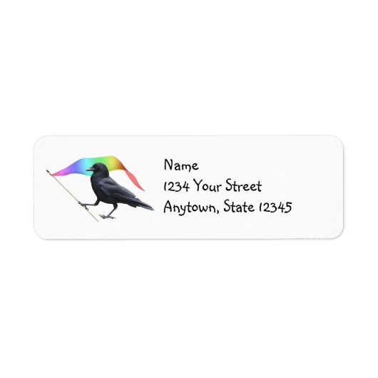Crow with Rainbow Flag Return Address Labels (Vorne)